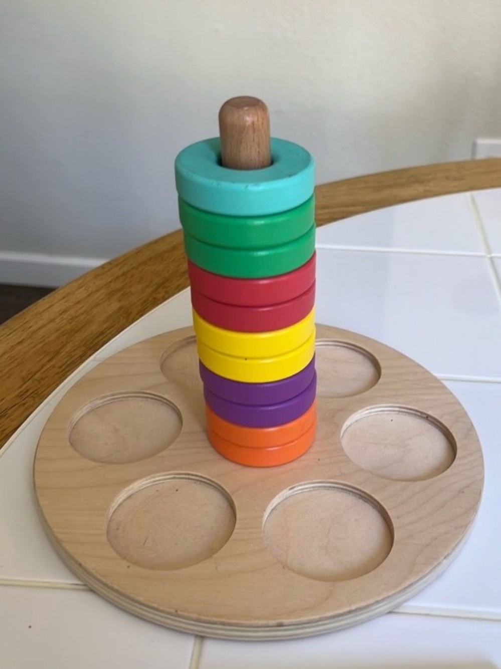 Lovevery wooden ring stacker toy